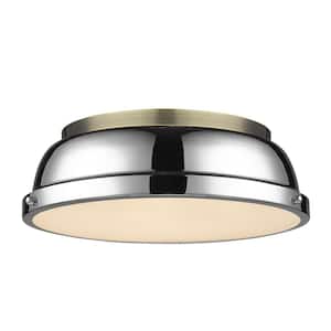 Duncan 14 in. 2-Light Aged Brass Flush Mount