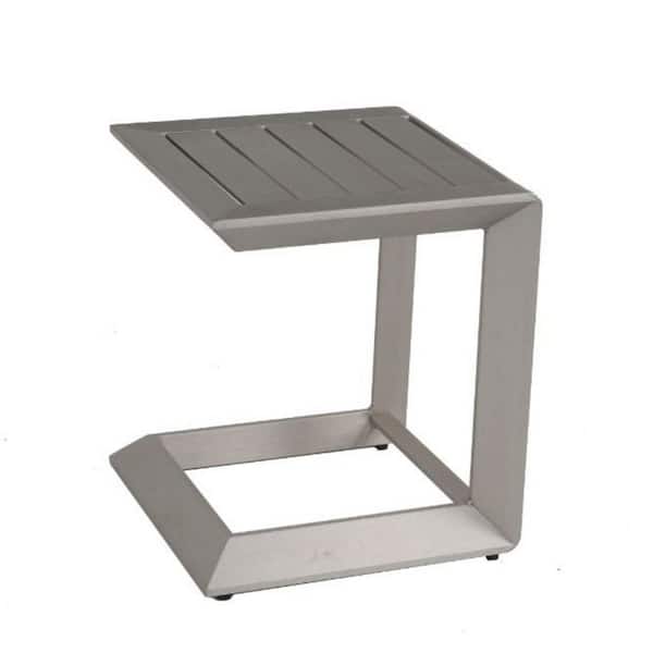 Clihome All Aluminum Outdoor Silver Coffee Table for Garden & Outdoor
