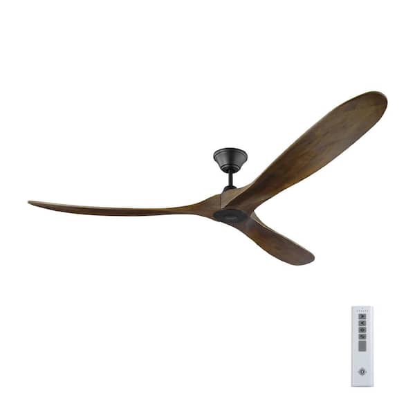 Maverick Max 70 in. Modern Indoor/Outdoor Matte Black Ceiling Fan with Dark Walnut Balsa Blades and Remote Control