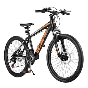 24 in. Mountain Bike for Adults Aluminium Frame Bike Shimano 21-Speed with Disc Brake in Black