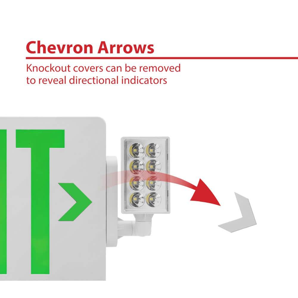 Slim Green LED Emergency Exit Sign with Battery Backup