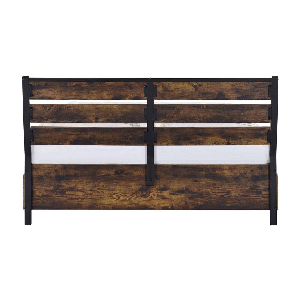 Acme Furniture  Juvanth Rustic Oak and Black Queen Size Panel Bed - 3