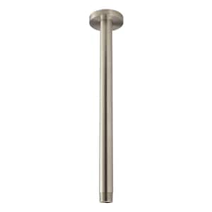 12 in. Ceiling-Mounted Rain Shower Arm and Flange in Brushed Nickel