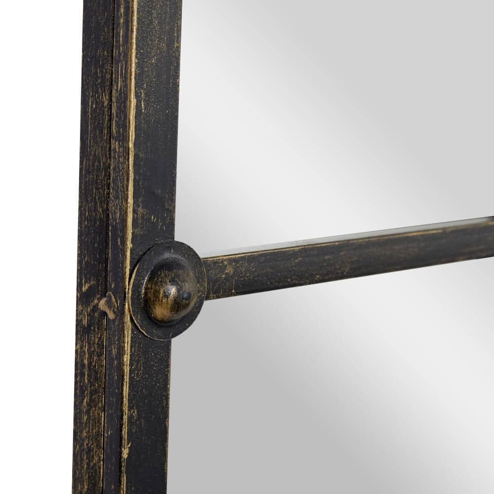 Black Arched Windowpane Full Length Wall Mirror
