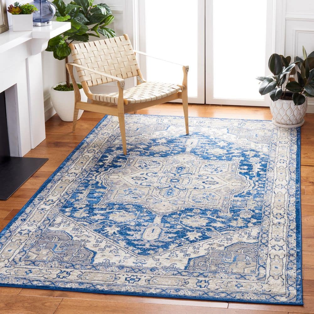 Brentwood 5 ft. x 8 ft. Navy/Gray Border Medallion Area Rug price history on PriceWatchPro