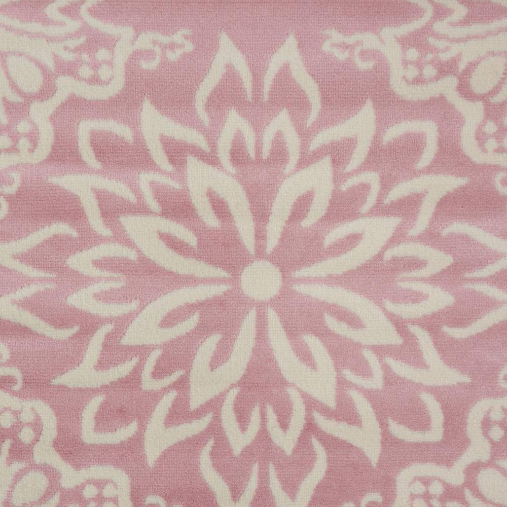 Ivory and Pink Floral Synthetic 8' x 10' Rectangular Rug