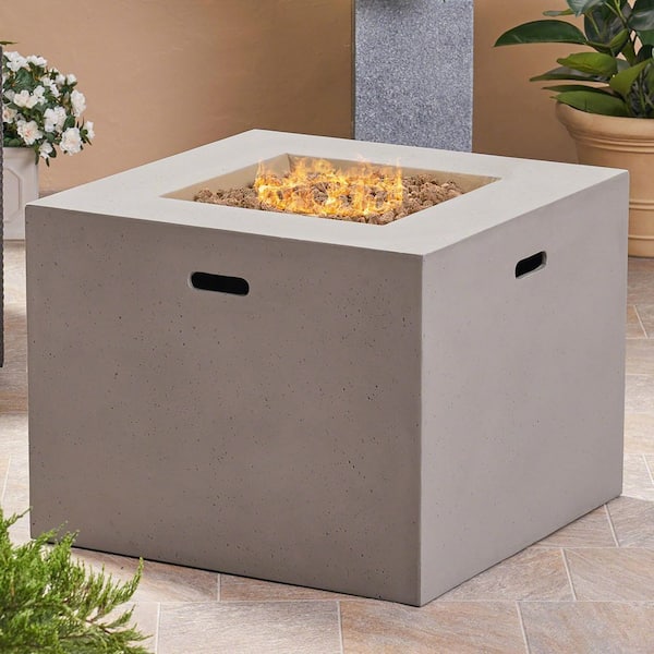 31 in. Light Gray Square Propane Outdoor Fire Pit