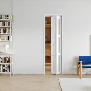 24 in x 80 in Three Frosted Glass Panel Bi-Fold Interior Door for Closet, with MDF & Water-Proof PVC Covering