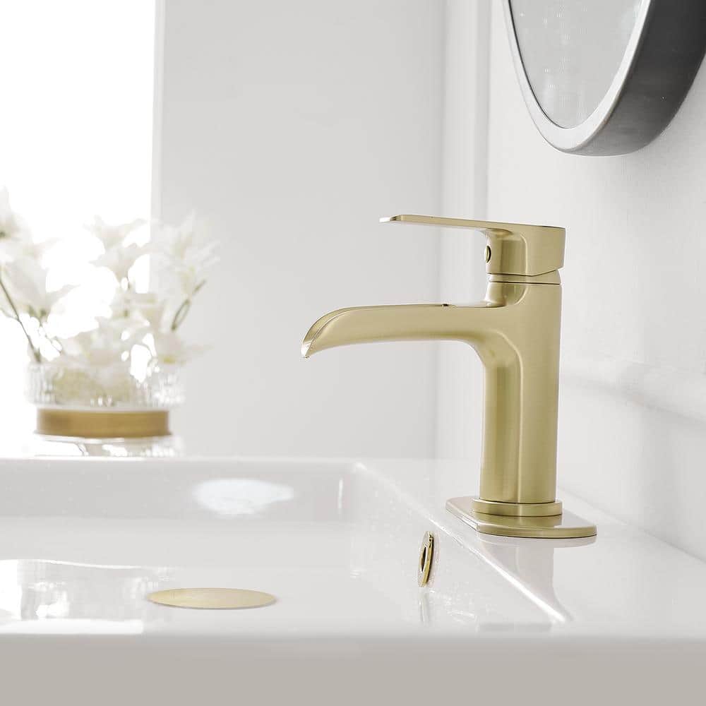 Brushed Gold Single Handle Waterfall Bathroom Faucet