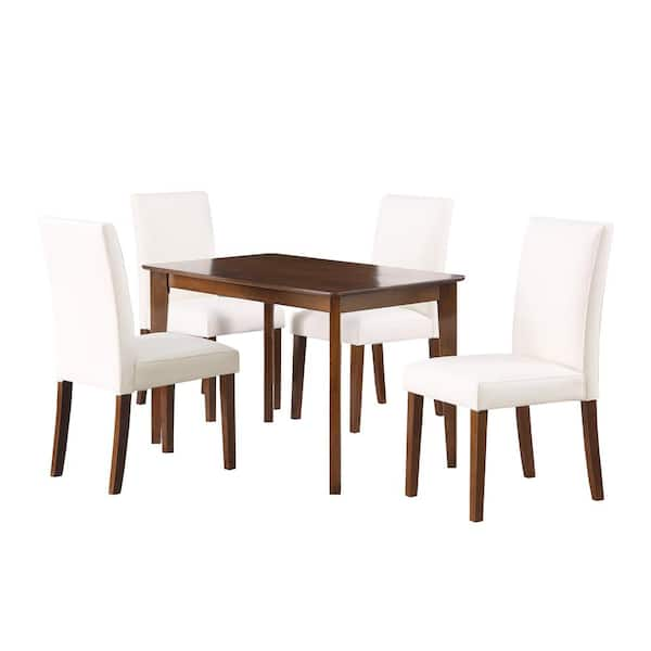 Dwell Home Inc Ashland 5 Piece Rectangle Walnut Solid Wood Top