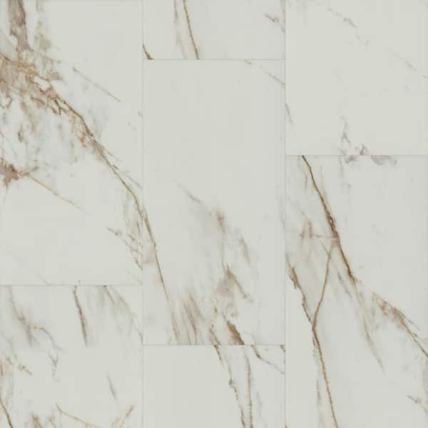 Home Decorators Collection Brooking Carrera Marble 12 MIL x 12 in. W x 24 in. L Waterproof Click Lock Luxury Vinyl Flooring (20.02 sq. ft. / Case)