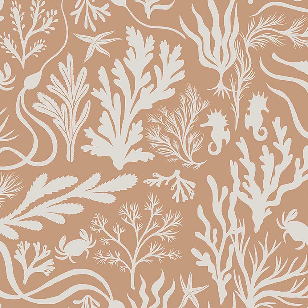 Tides Papaya Vinyl Peel and Stick Wallpaper Roll (Covers 30.75 sq. ft.)