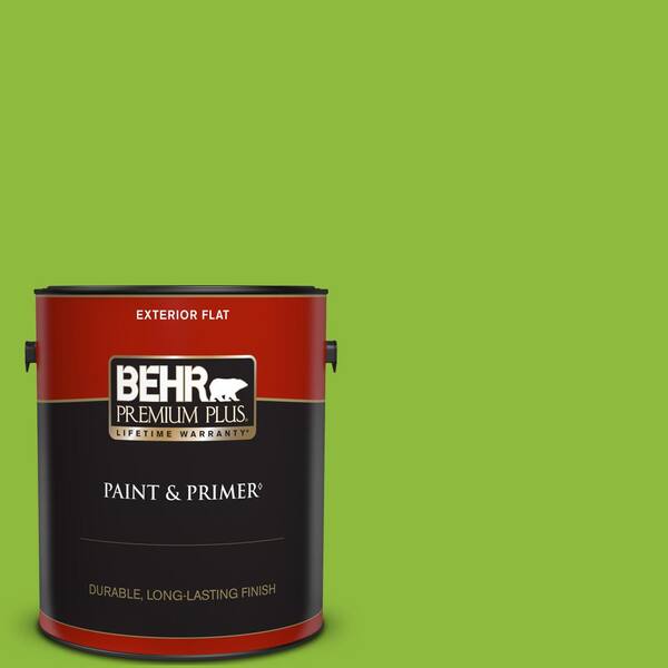 BEHR PREMIUM PLUS 1 gal. #S-G-420 Limeade Flat Exterior Paint & Primer