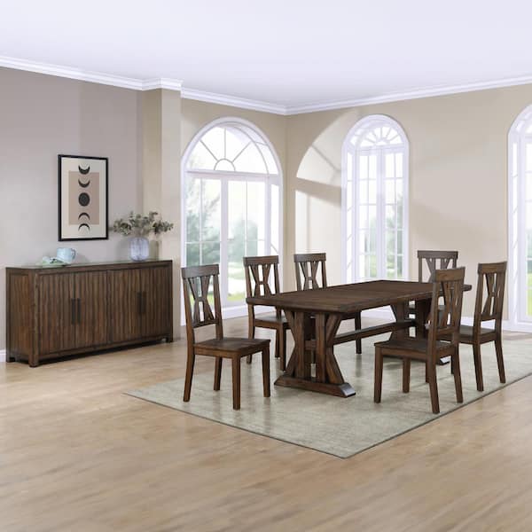 Steve Silver Auburn 7-Piece Dark Brown Wood Dining Set