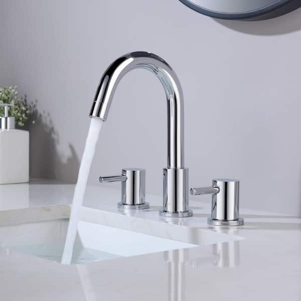 8 in. Widespread 2-Handle Bathroom Sink Faucet with Supply Lines and Adjustable Flow Rate in Chrome (1-Pack)