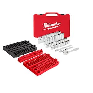 1/4 in. and 3/8 in. Drive Ratchet/Socket Trays w/1/4 in. Drive SAE/Metric Ratchet/Socket Mechanics Tool Set (53-Piece)