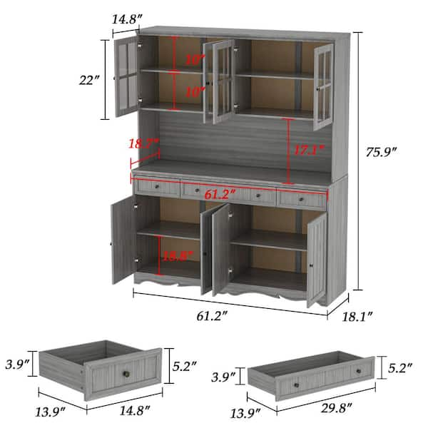 FUFU&GAGA White Painted Wood 31.5 in. W Food Pantry Cabinet With Double  Doors, Pull-out Wine Rack, Drawers, Anti-dumping device KF020317-01-c - The  Home Depot