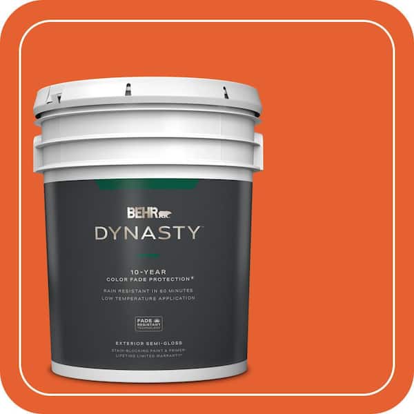 BEHR DYNASTY 5 gal. #S-G-230 Startling Orange Semi-Gloss Exterior Stain-Blocking Paint & Primer