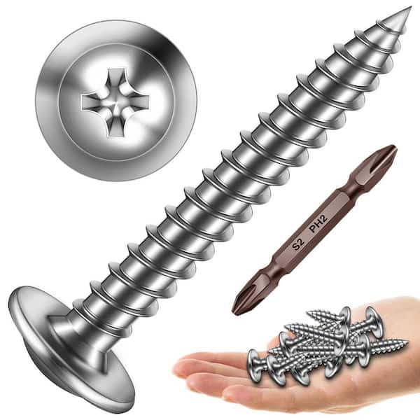 #8 x 1-1/4 in. 410 Stainless Steel Phillips Truss Head Self-Tapping Wood Screws (150-Pack)