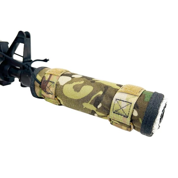 Suppressor Cover with Heat Resistant Micro Fiber Sleeve and Adjustable Straps for 1.38-1.63 in. (Camouflage, 7 in. )
