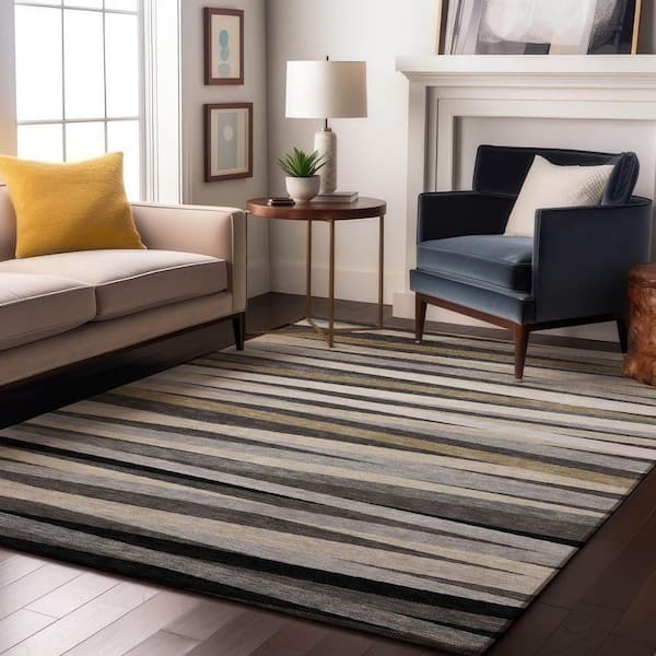 Mayfield Premium Machine Washable Abstract AMF997 Gray 10 ft. x 14 ft. Area Rug