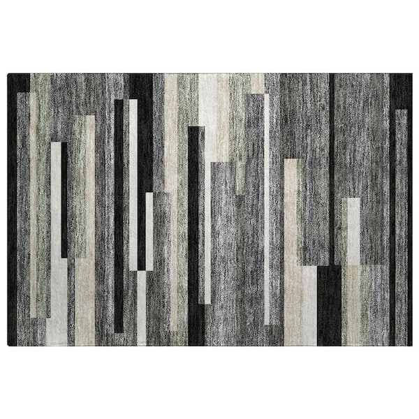 Dream Shag Premium Machine Washable Abstract ADS766 Black 3 ft. x 4 ft. Area Rug