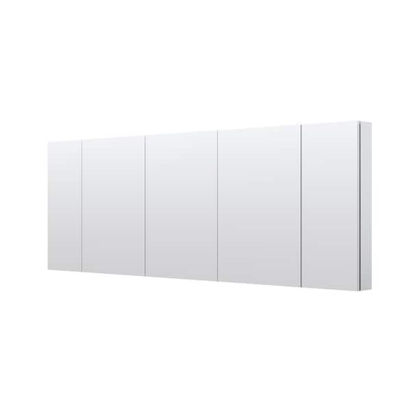 84 in. W x 30 in. H Rectangular Medicine Cabinet with Mirror in Silver with Adjustable Shelves, Soft-Close