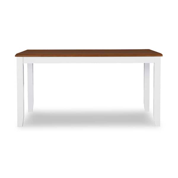 Powell Company Twyla Vanilla White and Brown Wood 60 in. 4-Leg Dining Table Seats 6