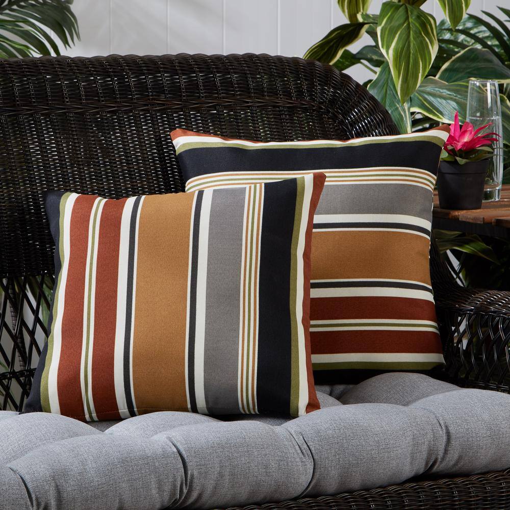 Brick Stripe 17" Square Outdoor Throw Pillow Set