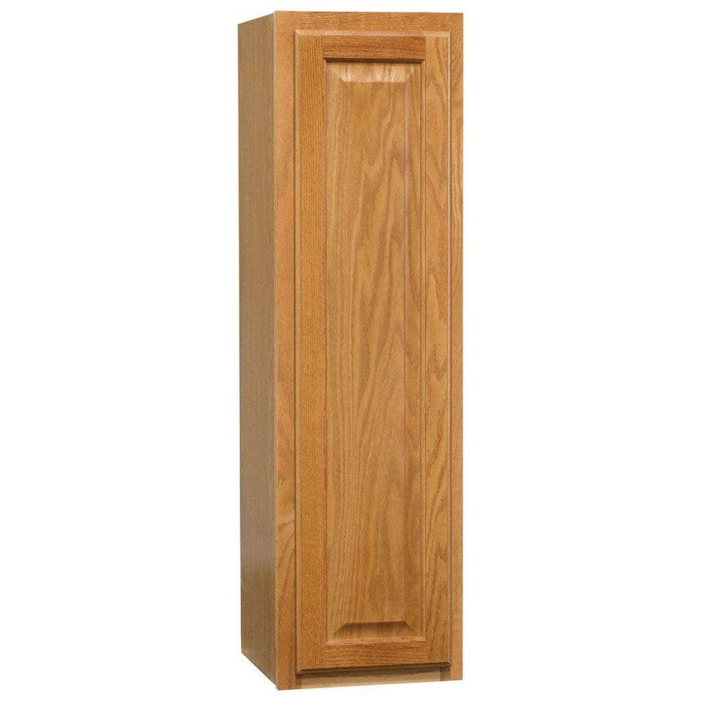 12 in. W x 12 in. D x 42 in. H Hampton Bay Hampton Assembled Wall Kitchen Cabinet in Medium Oak