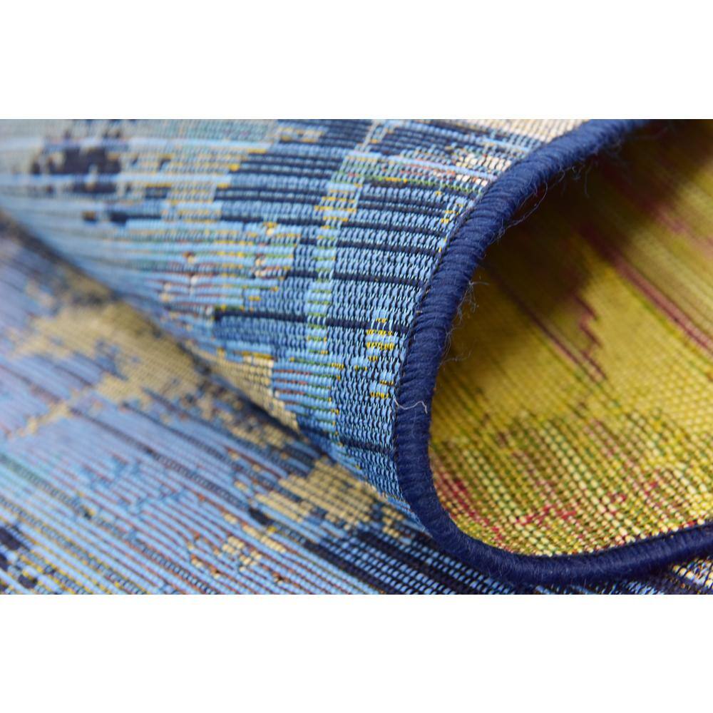 Aztec Blue and Beige Rectangular Outdoor Rug