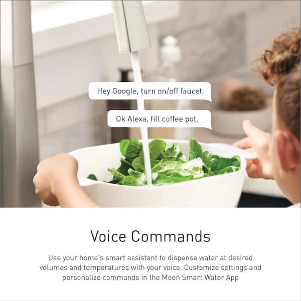 U by Moen Sleek Single-Handle Pull-Down Sprayer Smart Kitchen Faucet with Voice Control in Spot Resist Stainless