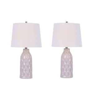24 in. Honeycomb Indoor Table Lamp Set with Decorator Shade and (Set of 2)