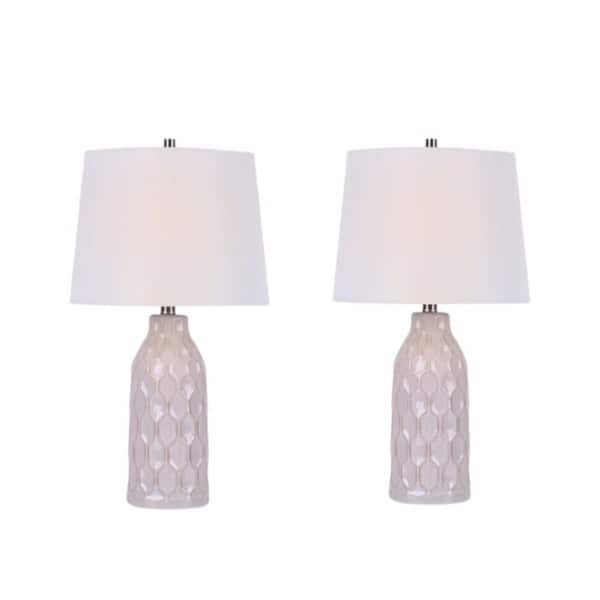 Fangio Lighting 24 in. Honeycomb Indoor Table Lamp Set with Decorator Shade and (Set of 2)