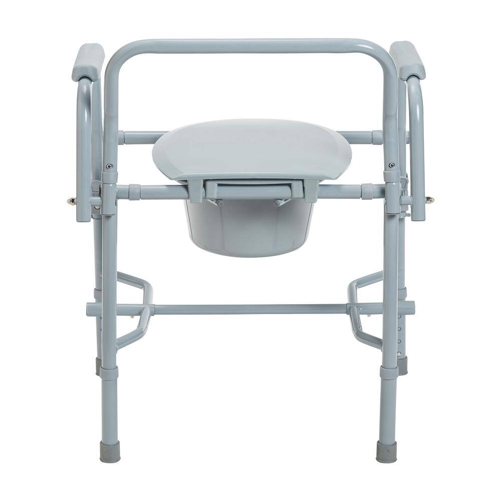 Adjustable Steel Drop-Arm Commode Chair with Plastic Back