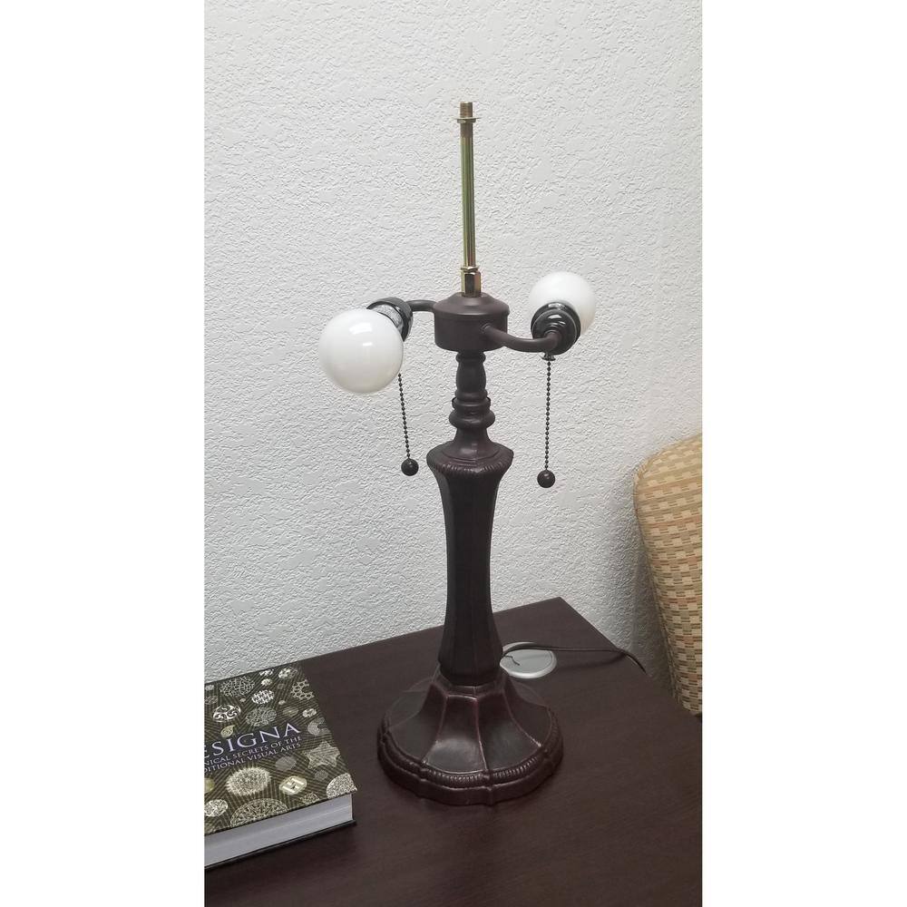 23" White and Multicolor Stained Glass Traditional Table Lamp
