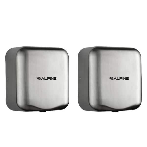 Alpine Industries Hemlock Brushed Stainless Steel 220-Volt Commercial Automatic High-Speed Electric Hand Dryer (2-Pack)