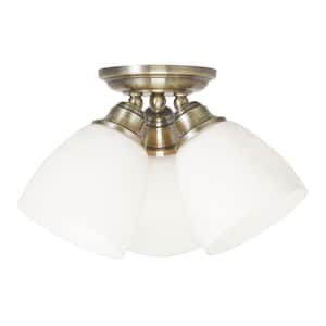 Livex Lighting Oasis 3 Light Antique Brass Semi Flush Mount 4272-01 ...