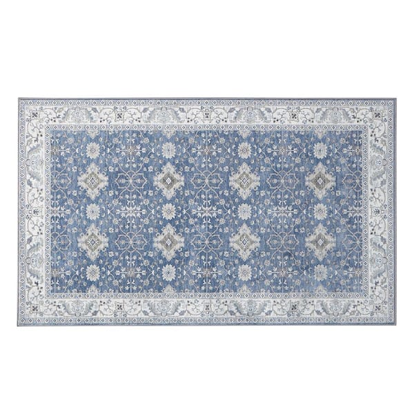 Willa Blue/Taupe 3 ft. x 5 ft. Woven Geometric Polyester Accent Rug