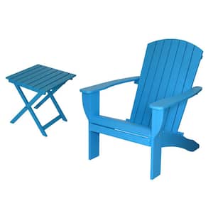 Teal Cedar Extra Wide Adirondack Chair with Built-In Bottle Opener and Matching Folding Table