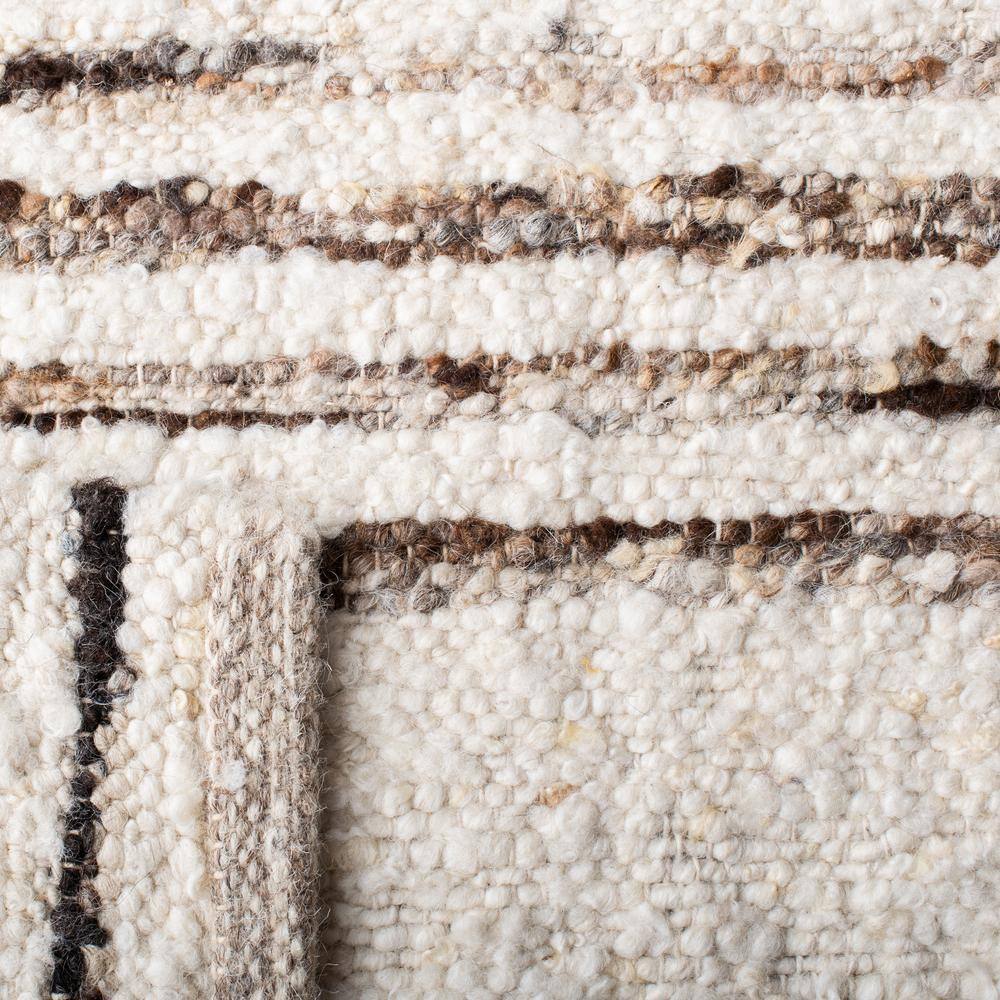 Handmade Black and Ivory Wool Cotton Striped Rug, 5' x 8'