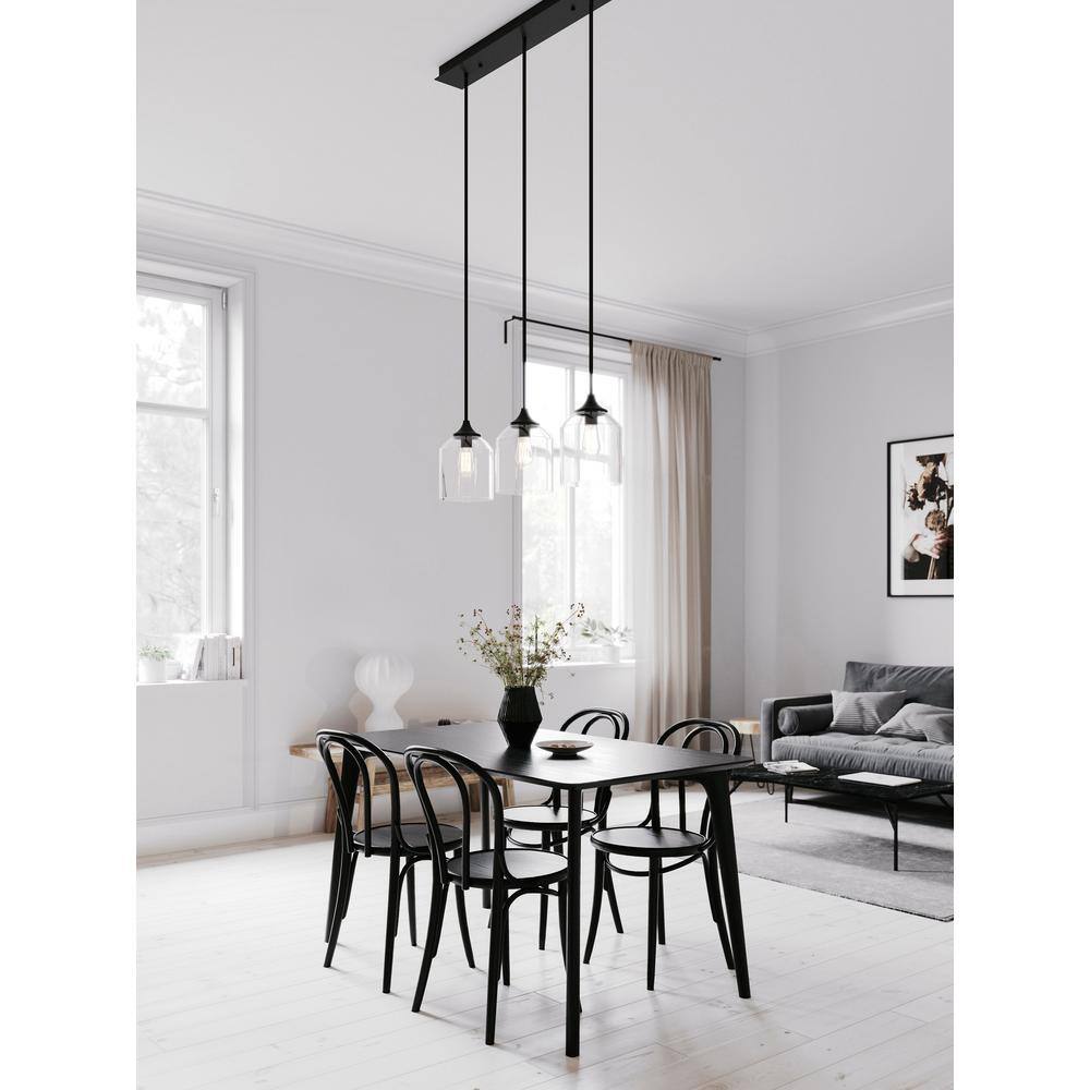 William 36" Satin Nickel Glass Linear Pendant Light