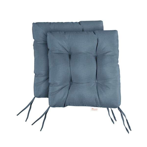 SORRA HOME Sunbrella Spectrum Denim Tufted Chair Cushion Square Back 16 x 16 x 3 (Set of 2)