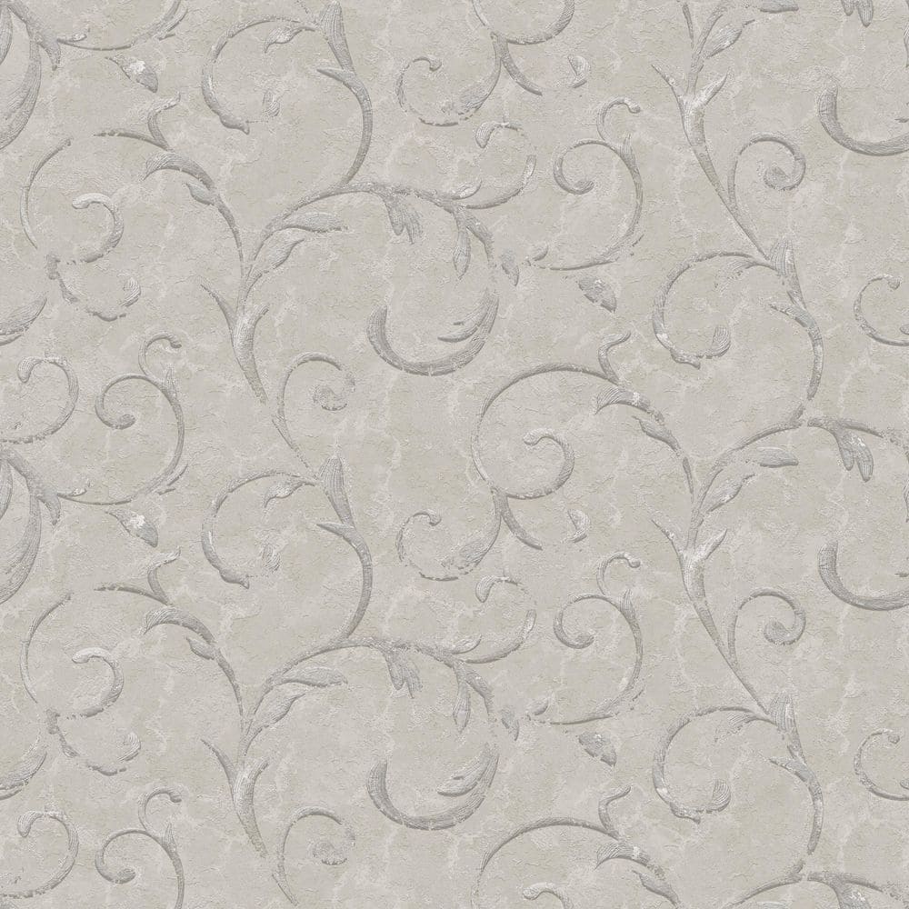 Palazzo 2 Collection Grey Scroll Damask Vinyl on Non-woven Non-pasted Wallp