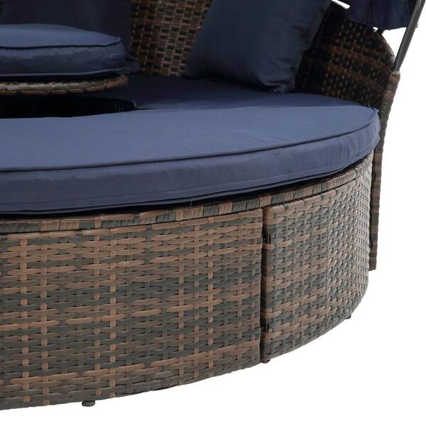HOMEFUN Ound Outdoo Daybed With Canopy, Cabanas