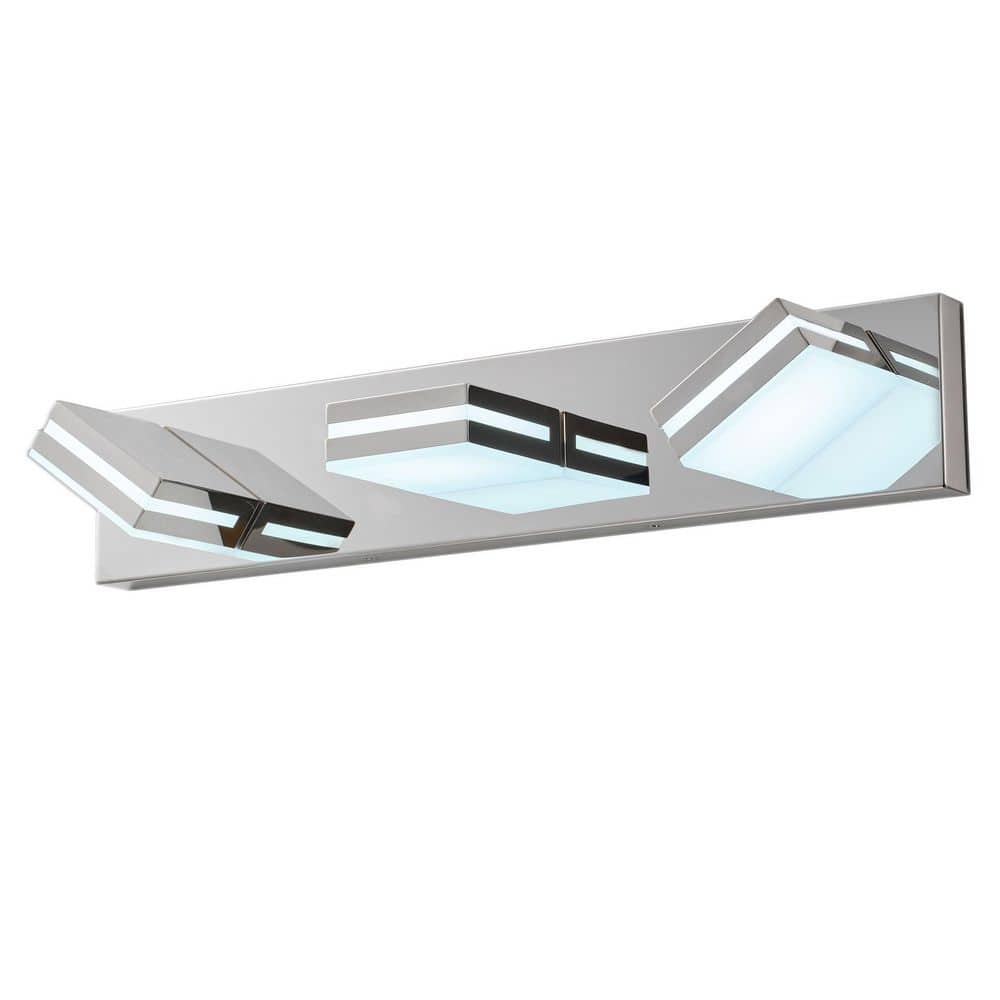 23.62 in. 3-Light Modern Chrome 18W LED Vanity Light 6000K Dimmable Acrylic Wall Lighting Over Mirror price history on PriceWatchPro