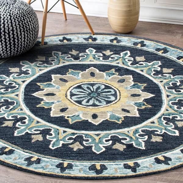 Lr Home Gardens Navy Blue Yellow 5 Ft, Blue And Yellow Area Rugs