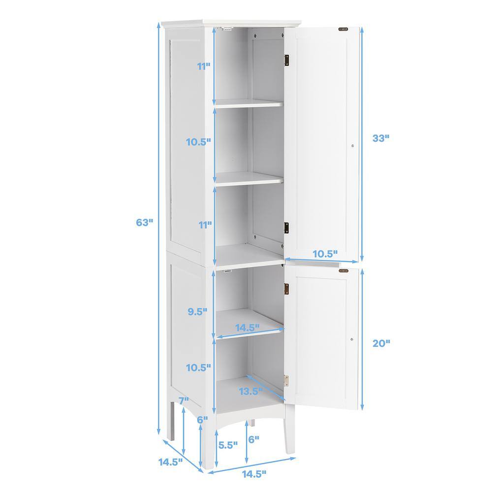 White Tall Freestanding Cabinet with Adjustable Shelving