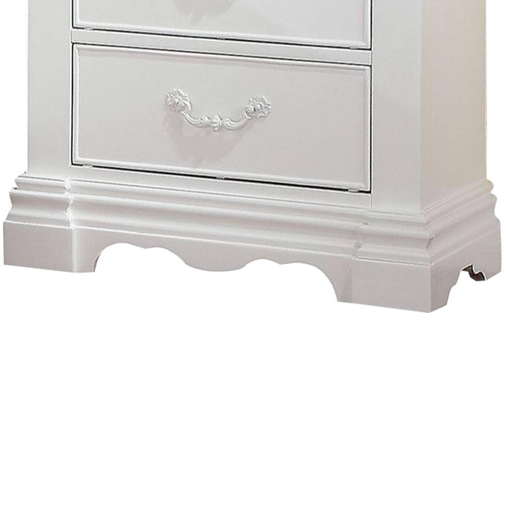 Estrella Princess White 2-Drawer Nightstand with Crown Carving