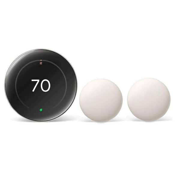 Nest Learning Thermostat (4th Gen) with Nest Temperature Sensor (2nd Gen) 2-Pack - Polished Silver